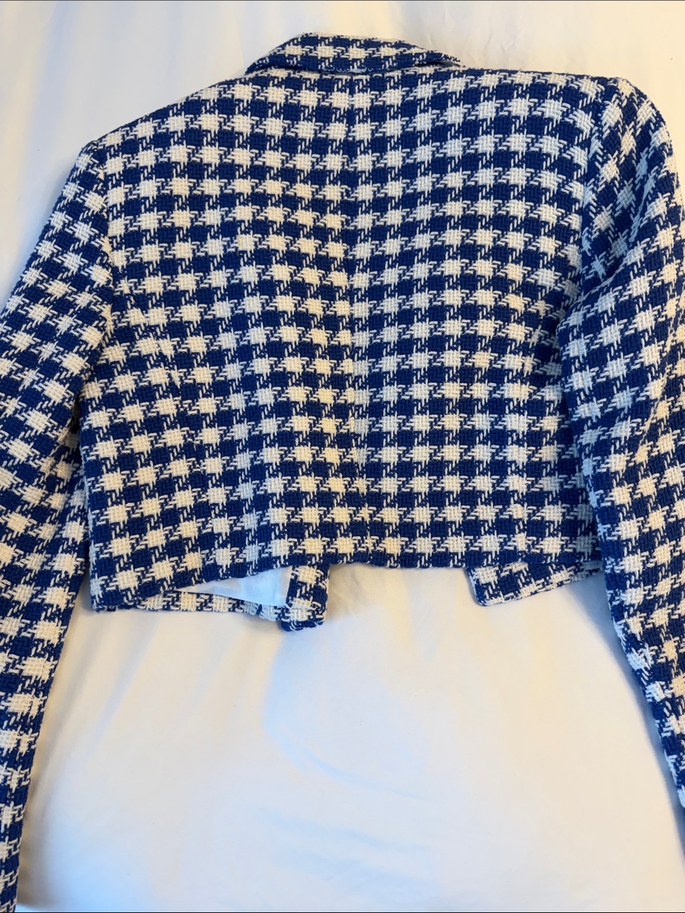 Zara Cropped Blue & White Blazer - Picture 5 of 5